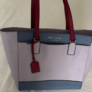 kate spade Lavender and Blue Tote with Red Accents